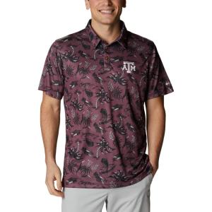 imageColumbia Mens Collegiate Super Terminal Tackle PoloTam  Deep Maroon Dorado Isle Print