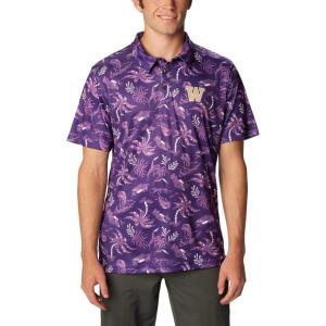 imageColumbia Mens Collegiate Super Terminal Tackle PoloUw  Uw Purple Dorado Isle Print