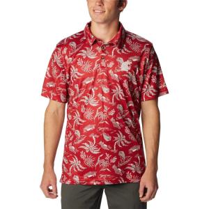 imageColumbia Mens Collegiate Super Terminal Tackle PoloWaz  Red Velvet Dorado Isle Print