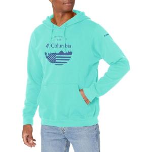 imageColumbia Mens Trek Graphic HoodieBright Aqua HeatherFun With Flags Graphic