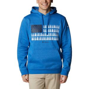 imageColumbia Mens Trek Graphic HoodieBright Indigo HeatherTreestriped Flag