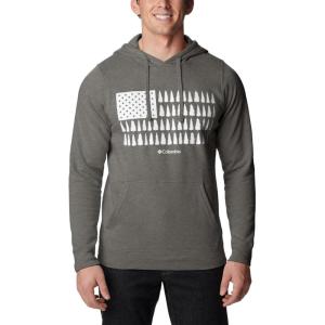 imageColumbia Mens Trek Graphic HoodieCharcoal Heather  Treeline Flag Graphic