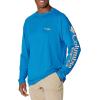 imageColumbia Mens PFG Terminal Tackle Long Sleeve ShirtBright AquaCollegiate Navy Logo
