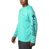 imageColumbia Mens PFG Terminal Tackle Long Sleeve ShirtBright AquaCollegiate Navy Logo