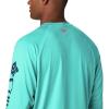imageColumbia Mens PFG Terminal Tackle Long Sleeve ShirtBright AquaCollegiate Navy Logo