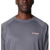 imageColumbia Mens PFG Terminal Tackle Long Sleeve ShirtCity GreyTiki Pink Logo