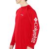 imageColumbia Mens PFG Terminal Tackle Long Sleeve ShirtRed JasperCool Grey Logo