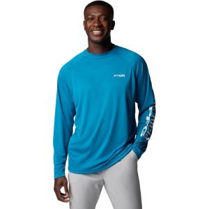 imageColumbia Mens PFG Terminal Tackle Long Sleeve ShirtBlue EchoWhite Logo