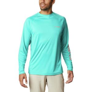 imageColumbia Mens PFG Terminal Tackle Long Sleeve ShirtBright AquaSalmon Logo
