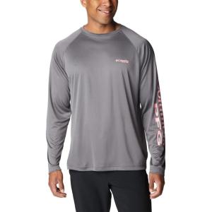 imageColumbia Mens PFG Terminal Tackle Long Sleeve ShirtCity GreyPink Pop Logo