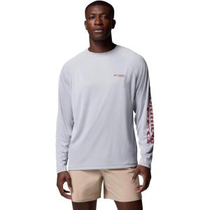 imageColumbia Mens PFG Terminal Tackle Long Sleeve ShirtCool GreyDusty Crimson Logo