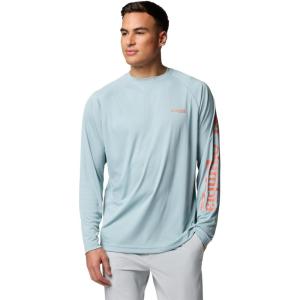 imageColumbia Mens PFG Terminal Tackle Long Sleeve ShirtCrushed BlueFaded Peach Logo