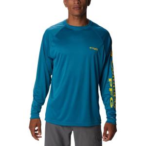 imageColumbia Mens PFG Terminal Tackle Long Sleeve ShirtDeep MarineLaser Lemon Logo