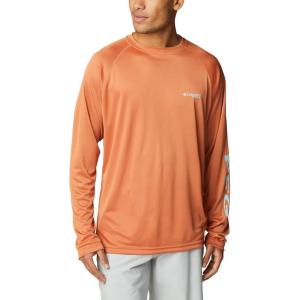 imageColumbia Mens PFG Terminal Tackle Long Sleeve ShirtIsland OrangeSpring Blue Logo