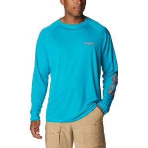 imageColumbia Mens PFG Terminal Tackle Long Sleeve ShirtOcean TealCorange Logo