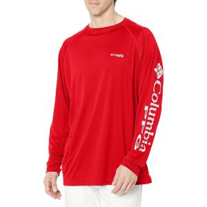 imageColumbia Mens PFG Terminal Tackle Long Sleeve ShirtRed JasperCool Grey Logo