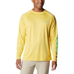imageColumbia Mens PFG Terminal Tackle Long Sleeve ShirtSun GlowElectric Turquoise Logo