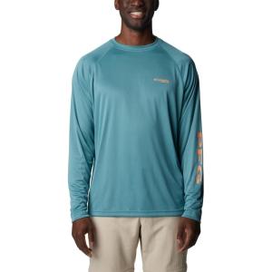 imageColumbia Mens PFG Terminal Tackle Long Sleeve ShirtTranquil TealOrange Reef Logo