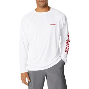 imageColumbia Mens PFG Terminal Tackle Long Sleeve ShirtWhiteRed Spark Logo