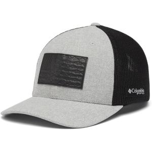 imageColumbia PFG Leather Fish Flag Mesh Ball CapCool Grey HeatherBlack