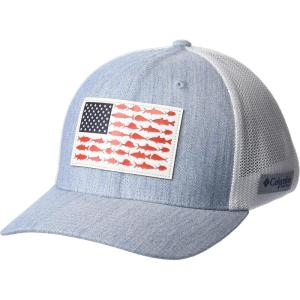 imageColumbia PFG Leather Fish Flag Mesh Ball CapSail HeatherWhite