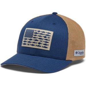 imageColumbia Unisex Adult PFG Fish Flag Mesh Ball CapCarbonAncient FossilPNW Flag
