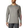 imageColumbia Mens Terminal Tackle PFG Triangle Long Sleeve ShirtAlpine Tundra HeatherRed Spark Logo