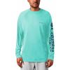 imageColumbia Mens Terminal Tackle PFG Triangle Long Sleeve ShirtBright Aqua HeatherColl Navy Logo
