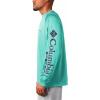 imageColumbia Mens Terminal Tackle PFG Triangle Long Sleeve ShirtBright Aqua HeatherColl Navy Logo