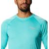 imageColumbia Mens Terminal Tackle PFG Triangle Long Sleeve ShirtBright Aqua HeatherSalmon Logo