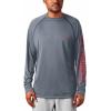 imageColumbia Mens Terminal Tackle PFG Triangle Long Sleeve ShirtCarbon HeatherRed Spark Logo