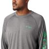 imageColumbia Mens Terminal Tackle PFG Triangle Long Sleeve ShirtCity Grey HeatherDark Lime Logo