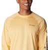 imageColumbia Mens Terminal Tackle PFG Triangle Long Sleeve ShirtCocoa Butter HeatherCity Grey Logo