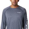 imageColumbia Mens Terminal Tackle PFG Triangle Long Sleeve ShirtCollegiate Navy HeatherWhite Logo