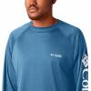 imageColumbia Mens Terminal Tackle PFG Triangle Long Sleeve ShirtDark Pool HeatherWhite Logo