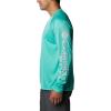 imageColumbia Mens Terminal Tackle PFG Triangle Long Sleeve ShirtElectric Turquoise HeatherCool Grey Logo