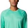 imageColumbia Mens Terminal Tackle PFG Triangle Long Sleeve ShirtLight Jade HeatherMetal Logo