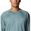 imageColumbia Mens Terminal Tackle PFG Triangle Long Sleeve ShirtMetal HeatherLight Jade Logo