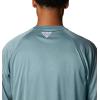 imageColumbia Mens Terminal Tackle PFG Triangle Long Sleeve ShirtMetal HeatherLight Jade Logo