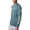 imageColumbia Mens Terminal Tackle PFG Triangle Long Sleeve ShirtMidnight Teal HeatherSpring Yellow Log