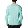 imageColumbia Mens Terminal Tackle PFG Triangle Long Sleeve ShirtMint Cay HeatherCollegiate Navy Logo