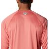 imageColumbia Mens Terminal Tackle PFG Triangle Long Sleeve ShirtRed Hibiscus HeatherWhite Logo