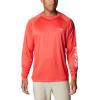imageColumbia Mens Terminal Tackle PFG Triangle Long Sleeve ShirtRed HibiscusWhite Logo