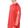 imageColumbia Mens Terminal Tackle PFG Triangle Long Sleeve ShirtRed HibiscusWhite Logo