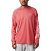 imageColumbia Mens Terminal Tackle PFG Triangle Long Sleeve ShirtRed Spark HeatherWhite Logo