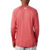 imageColumbia Mens Terminal Tackle PFG Triangle Long Sleeve ShirtRed Spark HeatherWhite Logo