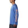 imageColumbia Mens Terminal Tackle PFG Triangle Long Sleeve ShirtVivid Blue HeatherBright Nectar Logo
