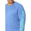 imageColumbia Mens Terminal Tackle PFG Triangle Long Sleeve ShirtVivid Blue HeatherWinter Green Logo