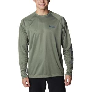 imageColumbia Mens Terminal Tackle PFG Triangle Long Sleeve ShirtCypress HeatherCarbon Logo