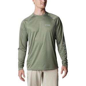 imageColumbia Mens Terminal Tackle PFG Triangle Long Sleeve ShirtCypress HeatherCool Green Logo